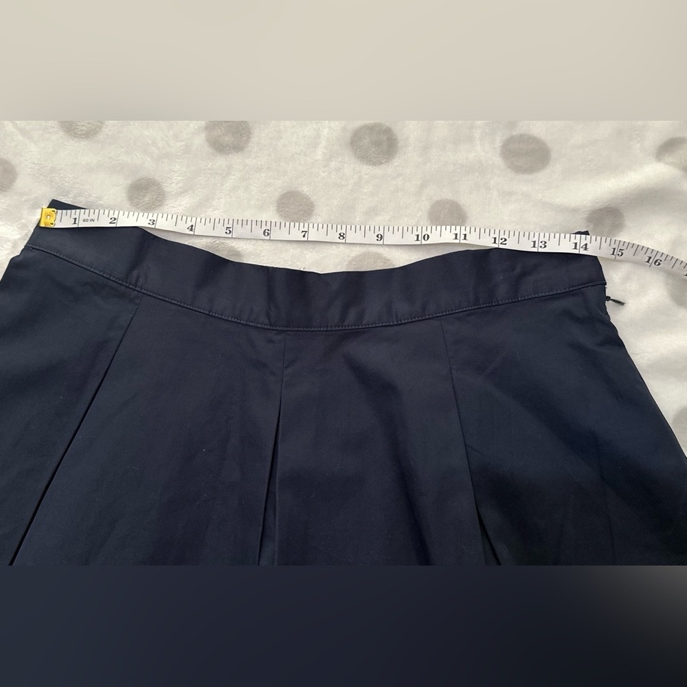 COS Pleated Mini A- Line Skirt Navy Blue Side Zip And Bags Side - Picture 4 of 11
